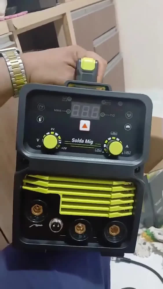 foto de Máquina de Solda 3 em 1 DESOON 120A, Inversora MIG MMA TIG Sem Gás, Com Máscara e Arame