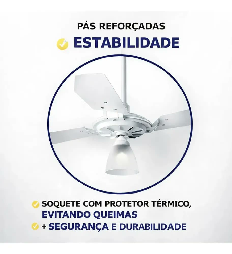Ventilador de Teto Ventilow Luna de 3 Pás Branco 127V Silencioso