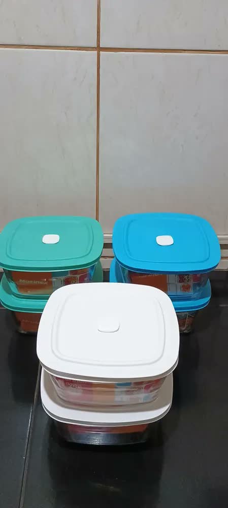 foto de Kit 3 Potes Marinex Facilita 2L Vidro Tampa Colorida
