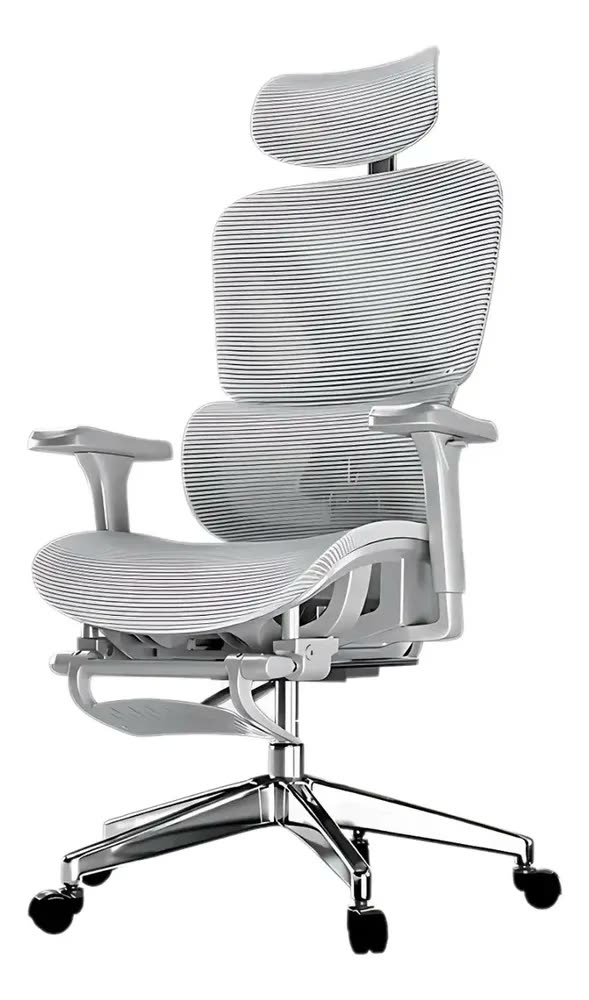 Cadeira De Escritório Ergonomica Confortável Até 200kg Giratória Com Apoio De Pé HH008 Cinza Ergolux