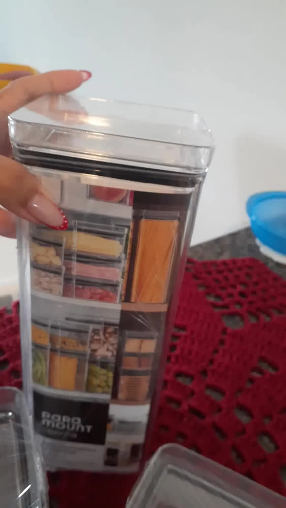 foto de Kit 8 Potes Porta Mantimento Hermético Paramount Lumini | Armazenamento Alimentos Cozinha Organizador Despensa Potes Empilháveis Transparente Vedação Hermetica Conserva Grãos Farinha Massas