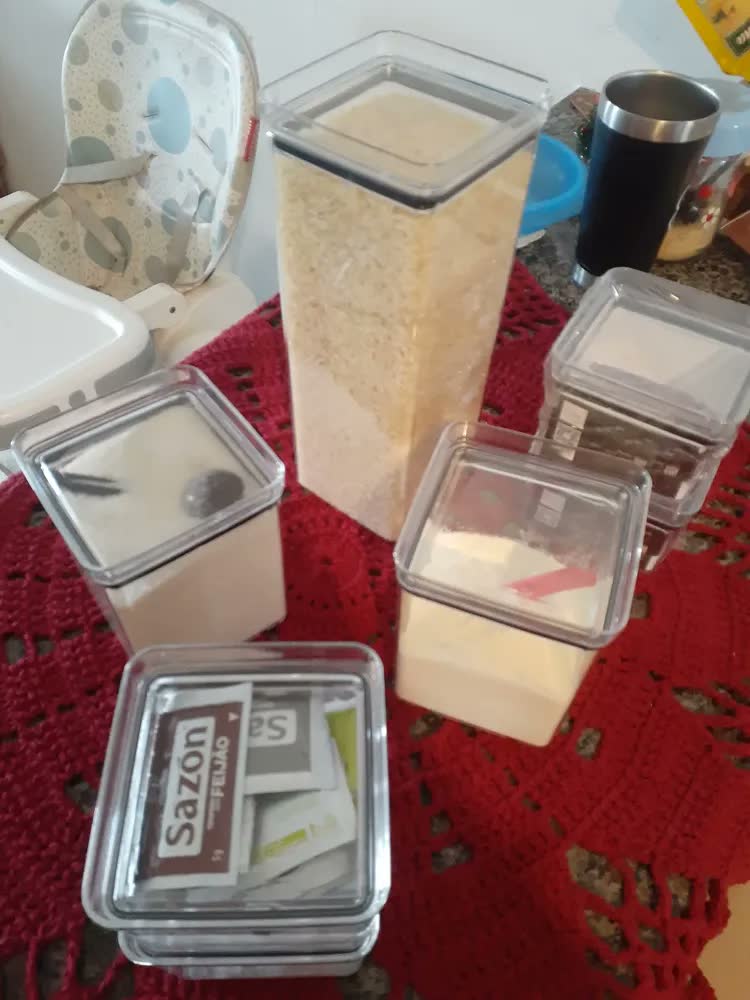 foto de Kit 8 Potes Porta Mantimento Hermético Paramount Lumini | Armazenamento Alimentos Cozinha Organizador Despensa Potes Empilháveis Transparente Vedação Hermetica Conserva Grãos Farinha Massas