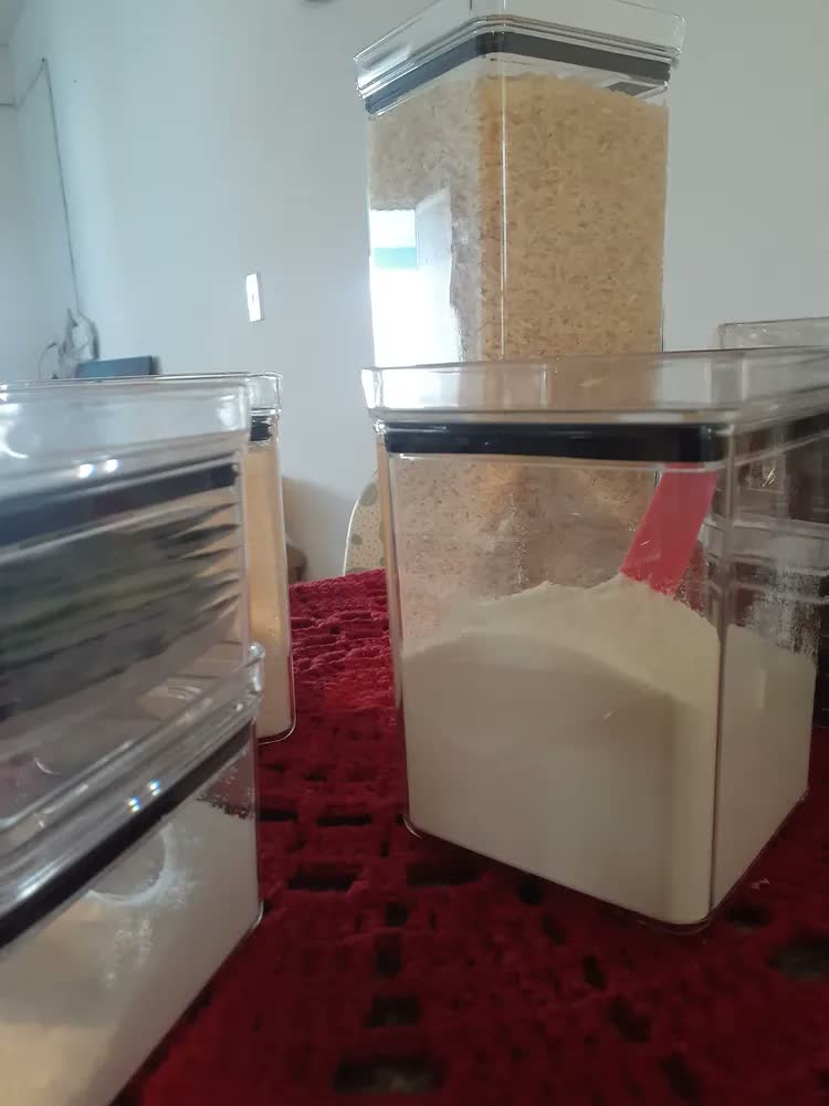 foto de Kit 8 Potes Porta Mantimento Hermético Paramount Lumini | Armazenamento Alimentos Cozinha Organizador Despensa Potes Empilháveis Transparente Vedação Hermetica Conserva Grãos Farinha Massas