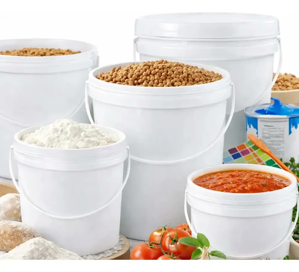 Kit 2 Baldes Plástico Alimentício Tampa Hermética 10 Litros Branco