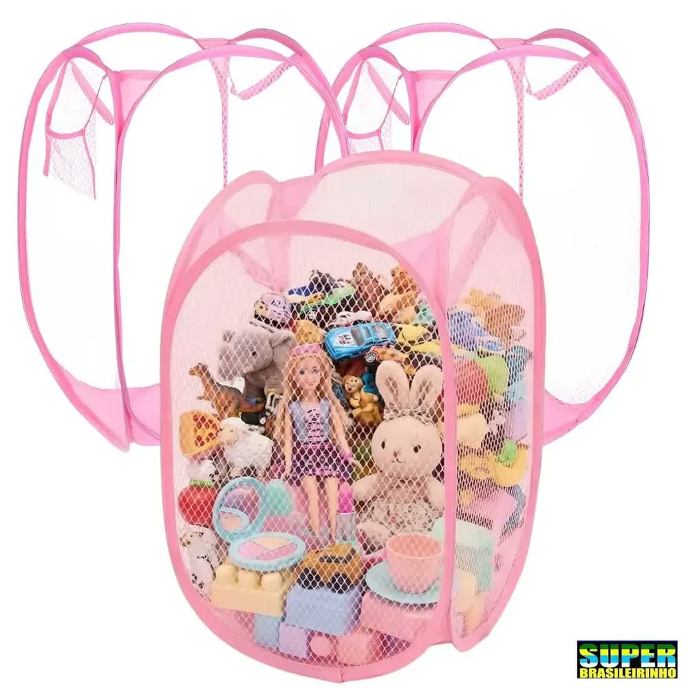 Cesto Organizador Roupas E Brinquedos Rosa Infantil