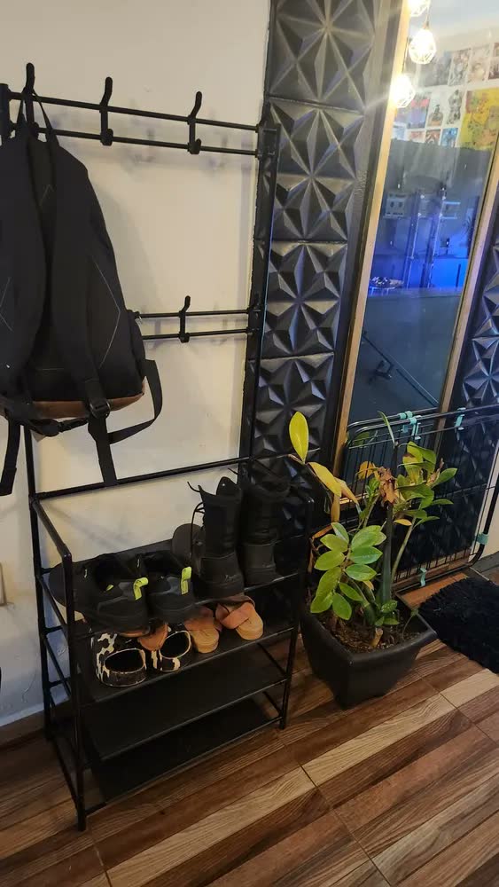 foto de Sapateira Cabideiro Arara 5 Prateleiras Metal 8 Pares Branco