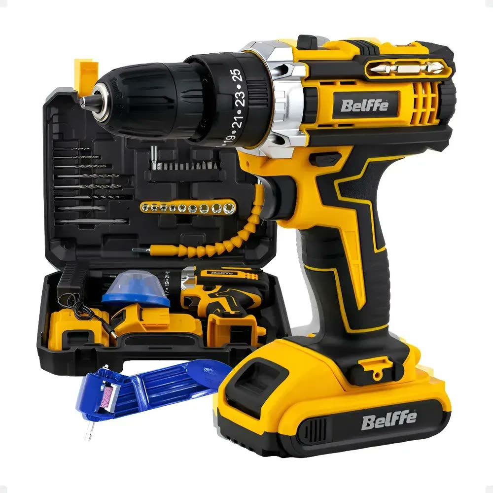 Parafusadeira E Furadeira De Impacto 21v A Bateria Belffe Amarelo/preto 50 Hz/60 Hz