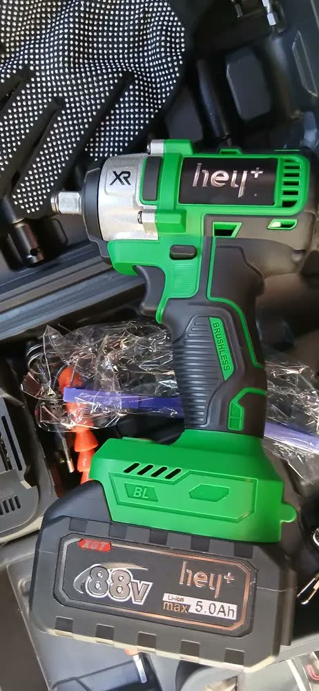 foto de Chave De Impacto Sem Fio Parafusadeira Furadeira 2 Bateria 5000mah Maleta Completa 350nm Motor Brushless Heyplus Profissional