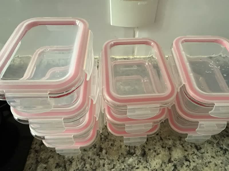foto de Kit 10 Potes Vidro Hermético 370ml Retangular 4 Travas Marmita Premium Homix