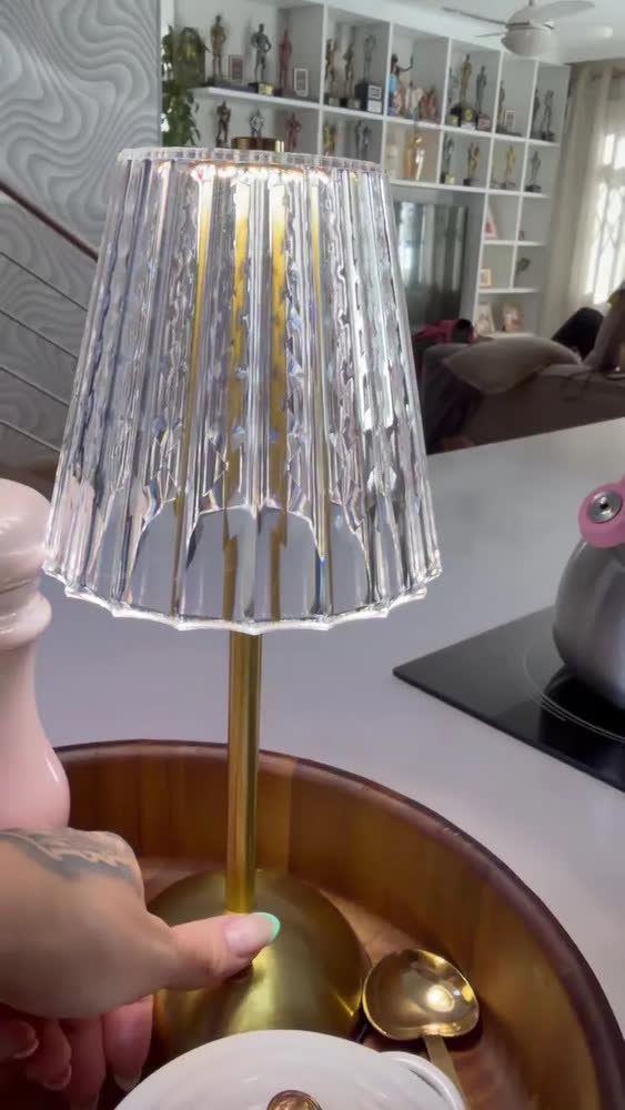 foto de Luminária De Mesa Led Dapon Abajur Crystal Tricolor Usb Moderna Para Quarto E Escritório