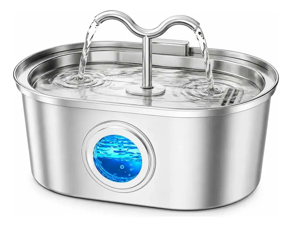 foto de Fonte De Água De Aço Inoxidável Para Gatos E Cãe 3.2l Pawponto