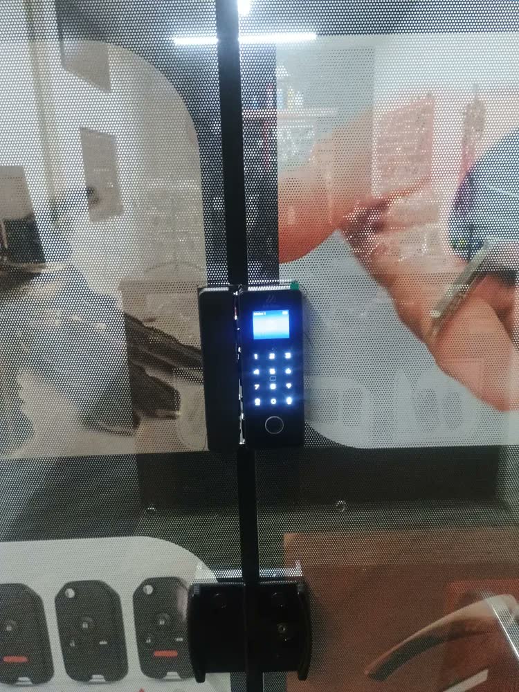 foto de Fechadura Digital Biometrica Porta Vidro De Abrir Correr Pre Preto