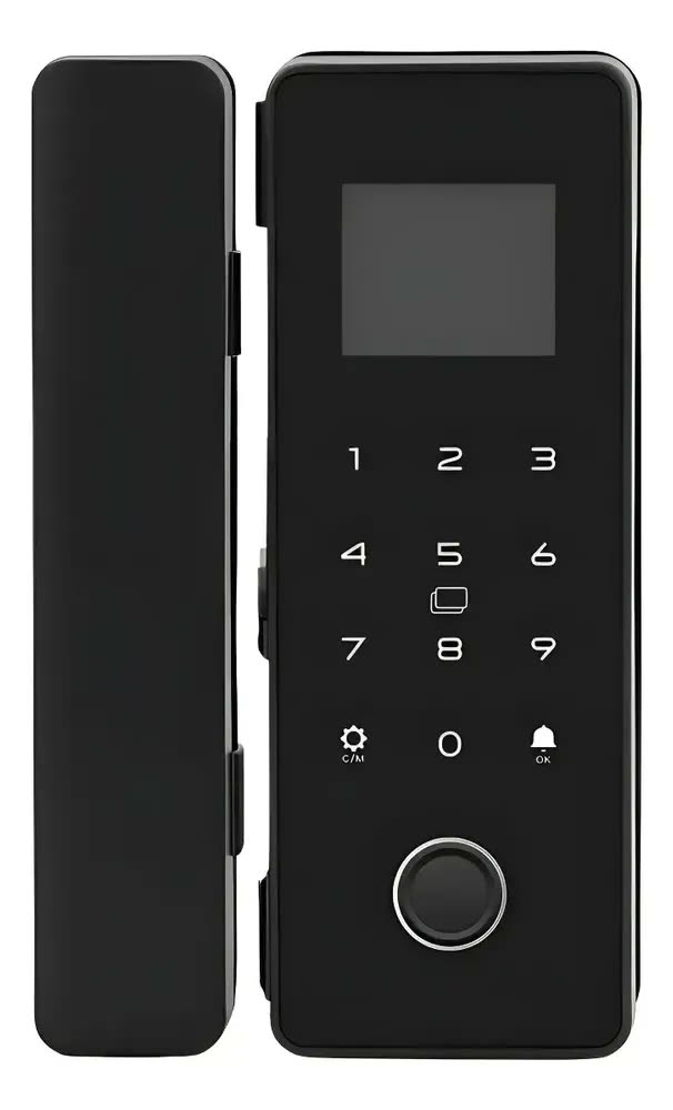 Fechadura Digital Biometrica Porta Vidro De Abrir Correr Pre Preto