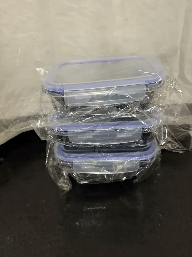 foto de Kit 3 Potes Marmita Vidro Hermético 1040ml C/ Divisória Free Freezer Microondas Forno