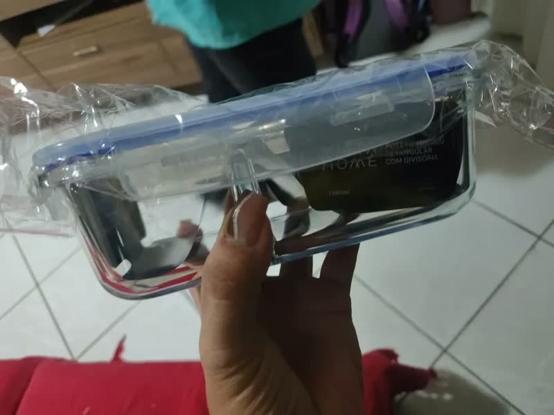 foto de Kit 3 Potes Marmita Vidro Hermético 1040ml C/ Divisória Free Freezer Microondas Forno