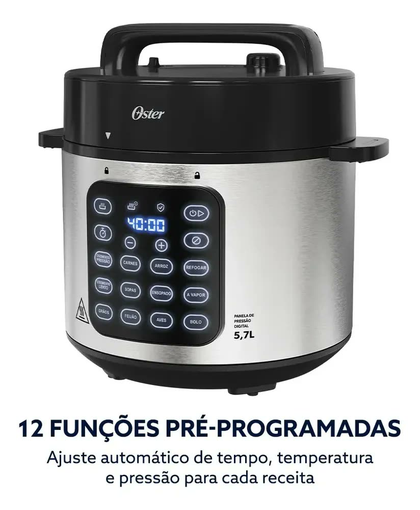 Panela Pressão Elétrica Multifunções Oster 5.7l Opan930-127 Inox 60