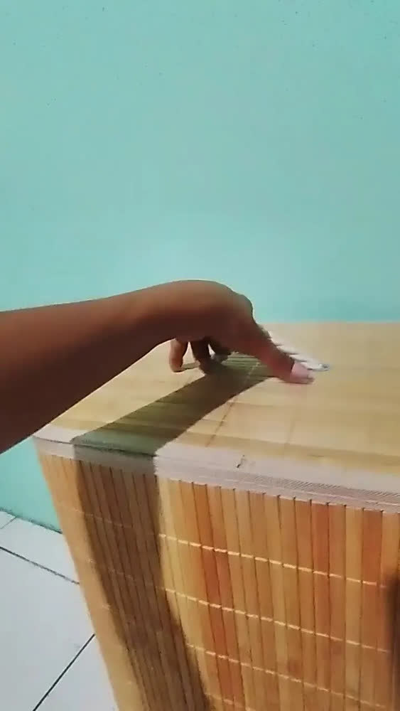 foto de Cesto De Roupa Suja Em Bambu 72l Retangular Dobravel Tampa E Alça Reforçada Pítia