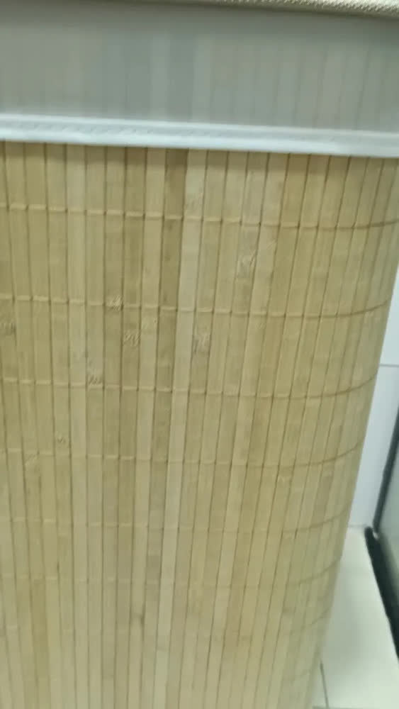 foto de Cesto de Roupa Retangular de Bambu com Tampa e Forro – Fukuyama, Bege
