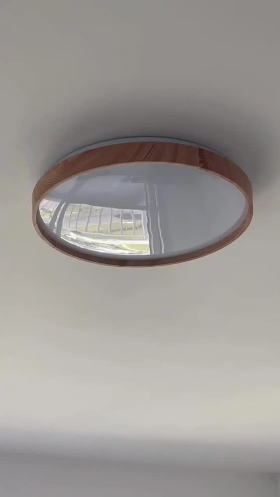foto de Plafon LED Sobrepor Redondo Star 30W Luminária Teto Moderna 39cm Sala Jantar Quarto Cozinha Corredor Hall Área Gourmet Acabamento tom Madeira Freijó Difusor Cintilante Bivolt 3000K 4000K 6000K Disoma