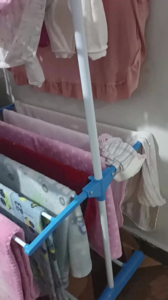 foto de Varal De Chão E Planeta Tech Dobrável 3 Andares Com Rodinha Aba Lateral Retrátil Para Cabide Lavanderia Apartamento