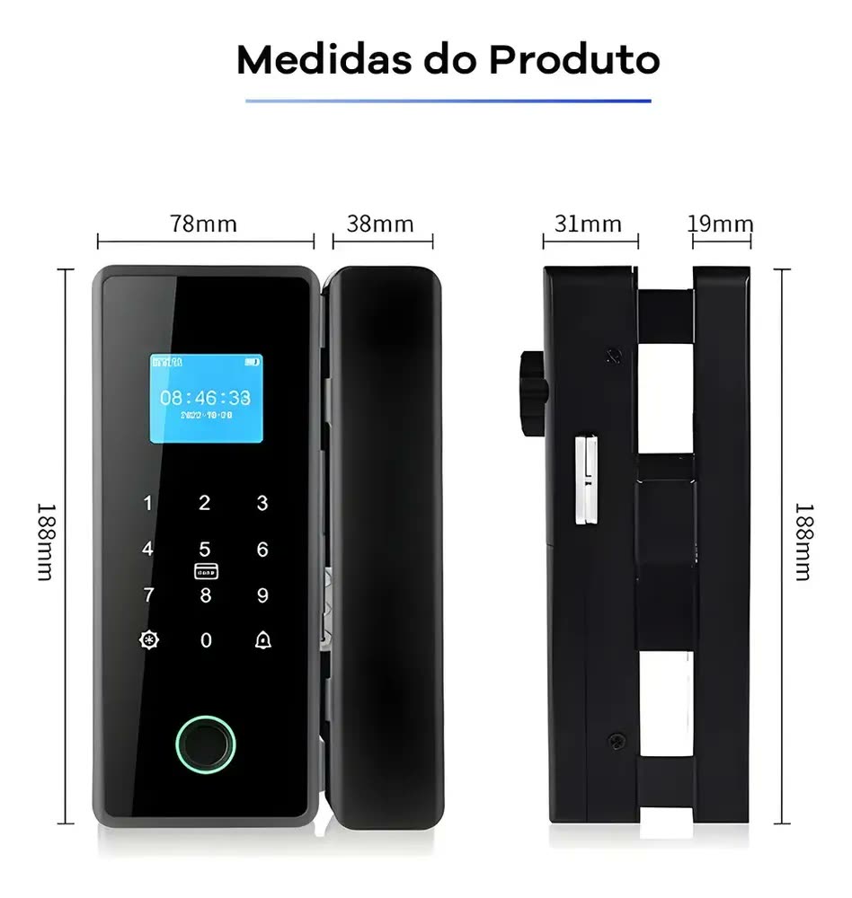foto de Fechadura Eletretica Porta Vidro Comercial Residencial App Cor Vidro Com Batente Em Alvenaria Ou Madeira