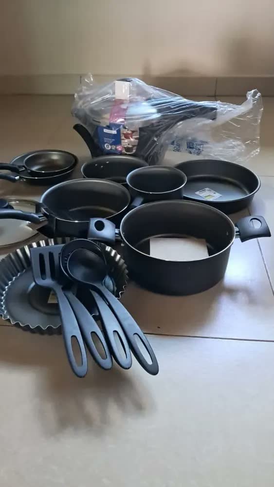 foto de Jogo Panelas 13pç Frigideiras Antiaderentes E Panela Pressão Vermelho