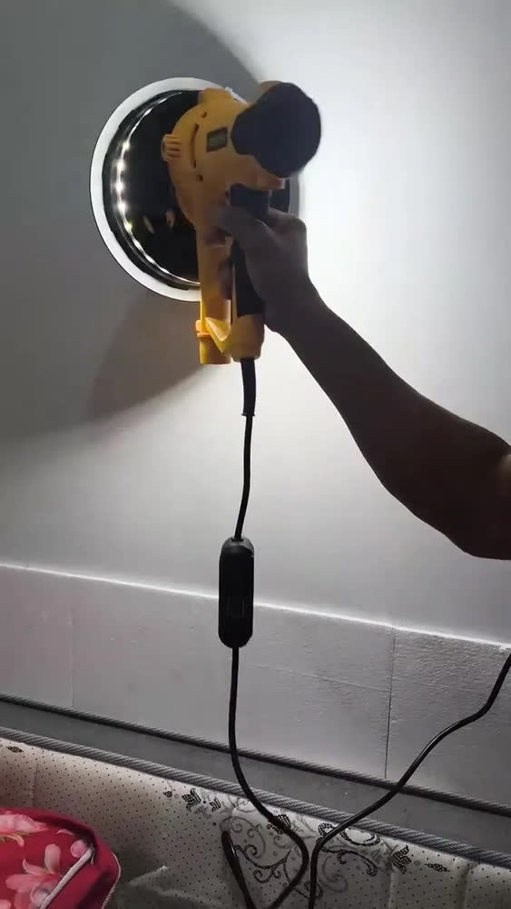 foto de Lixadeira Profissional De Parede E Teto Elétrica 800w 6 Velocidades Com Led E Saco Coletor P/ Massa Corrida Drywall Mestri