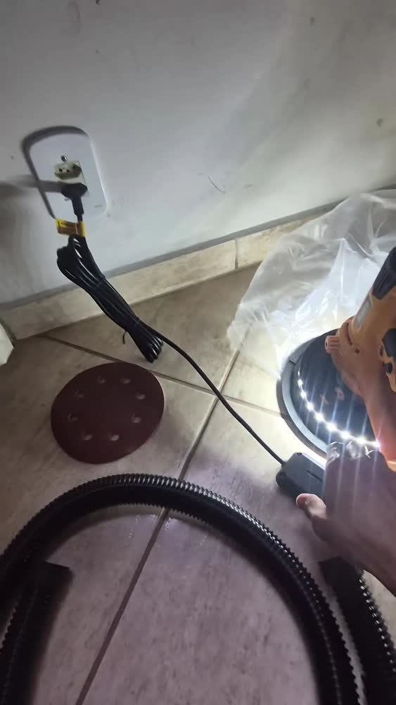 foto de Lixadeira Profissional De Parede E Teto Elétrica 800w 6 Velocidades Com Led E Saco Coletor P/ Massa Corrida Drywall Mestri
