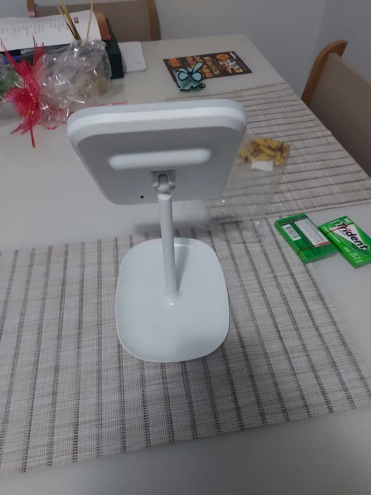 foto de Espelho Decorativo Led Mesa Retangular Maquiagem Luminaria Branco