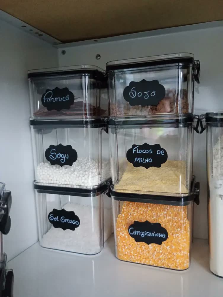 foto de Kit 12 Potes Herméticos Quadrados Haushop Para Alimentos Transparente