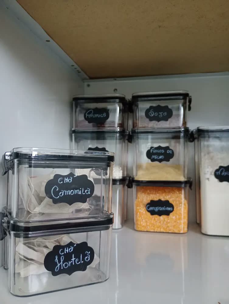foto de Kit 12 Potes Herméticos Quadrados Haushop Para Alimentos Transparente