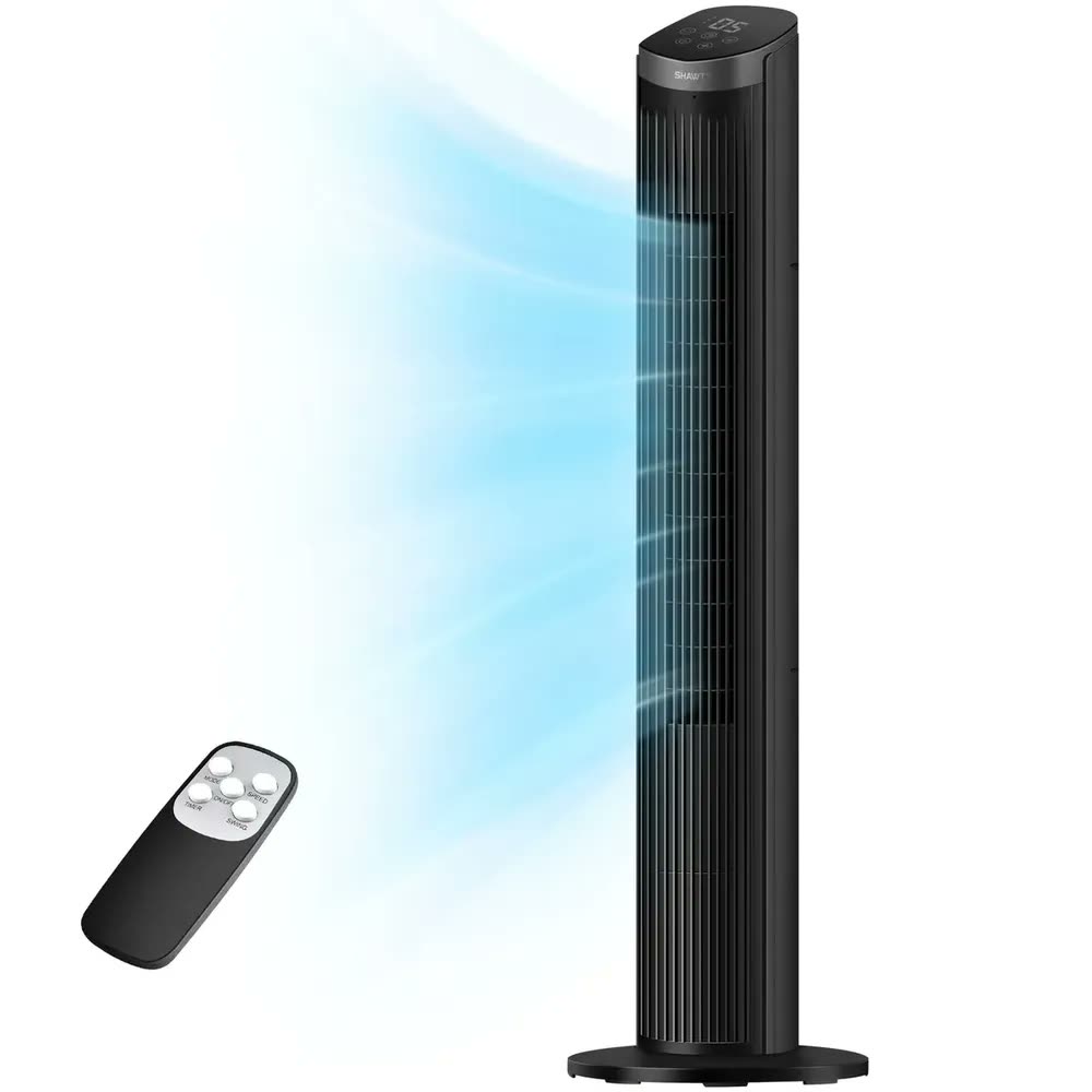 Ventilador de Torre Shawty Silencioso Com Oscilação e Timer, Para Quarto e Escritório