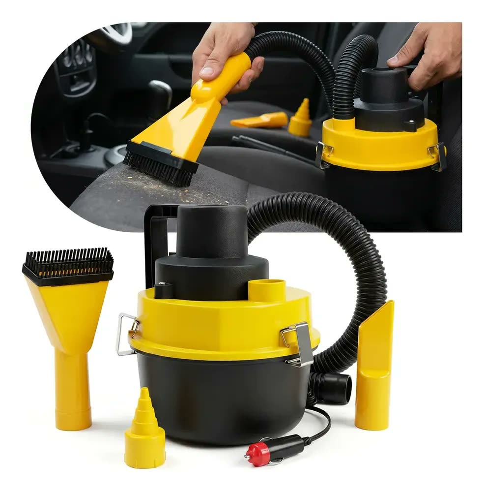 Aspirador De Pó Portátil Automotivo Prático Amarelo
