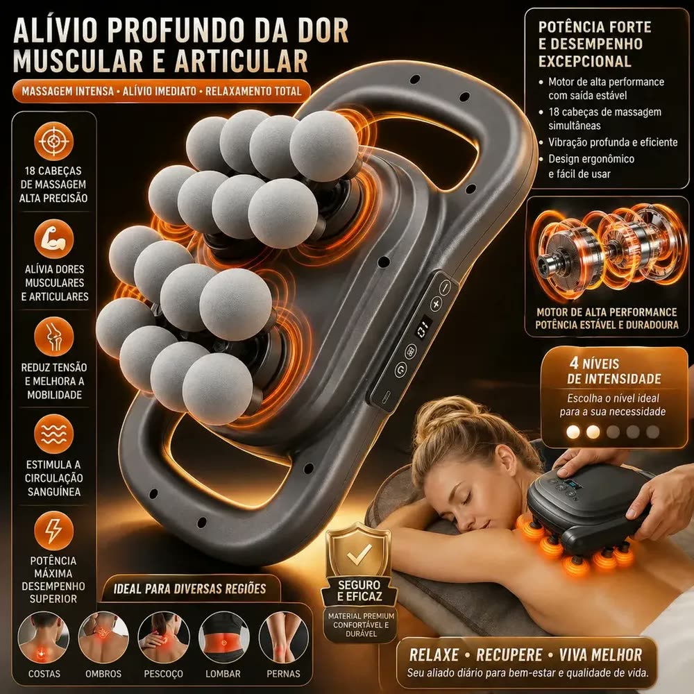 foto de Pistola Massageadora Senrise Sem Fio Com Aquecimento e 16 Cabeças, Para Alívio Muscular Profundo