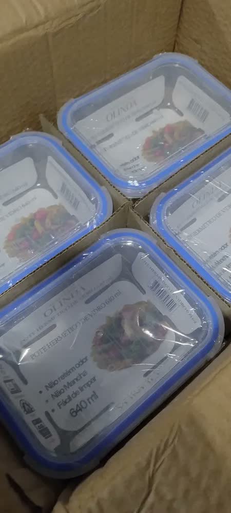 foto de Kit 10 Potes De Vidro Hermético 640ml Marmita Fitness 4 Travas Não Vaza Freezer Micro-ondas Forno Bpa Free Hold On