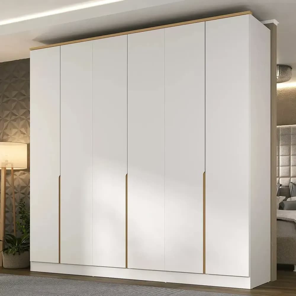 Guarda Roupa 6 Portas 4 Gavetas Logan Branco/olmo Cg
