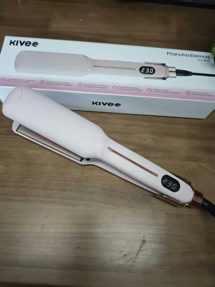 foto de Prancha De Cabelo Profissional 3 Em 1, Com Infravermelho E íons Negativos, 12 Níveis De Ajuste, Com Display LCD,30s Aquecimento Rápido Dupla Tensão, Reduzir O Frizz, Para Todos Os Tipos De Cabelo