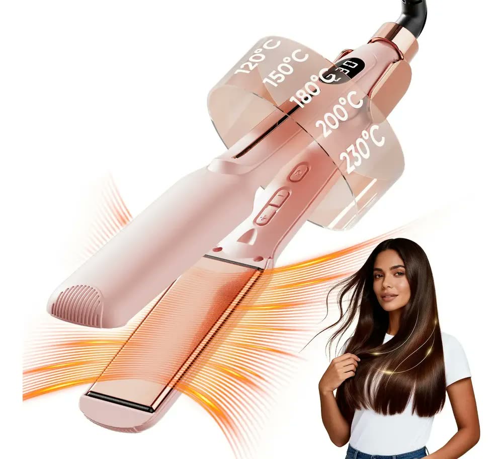 Prancha De Cabelo Profissional 3 Em 1, Com Infravermelho E íons Negativos, 12 Níveis De Ajuste, Com Display LCD,30s Aquecimento Rápido Dupla Tensão, Reduzir O Frizz, Para Todos Os Tipos De Cabelo