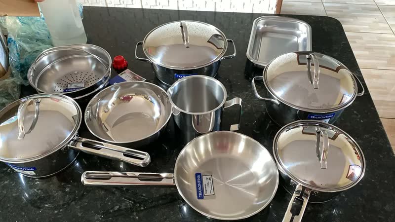 foto de Jogo De Panelas 9 Peças Inox Fundo Triplo Allegra Tramontina
