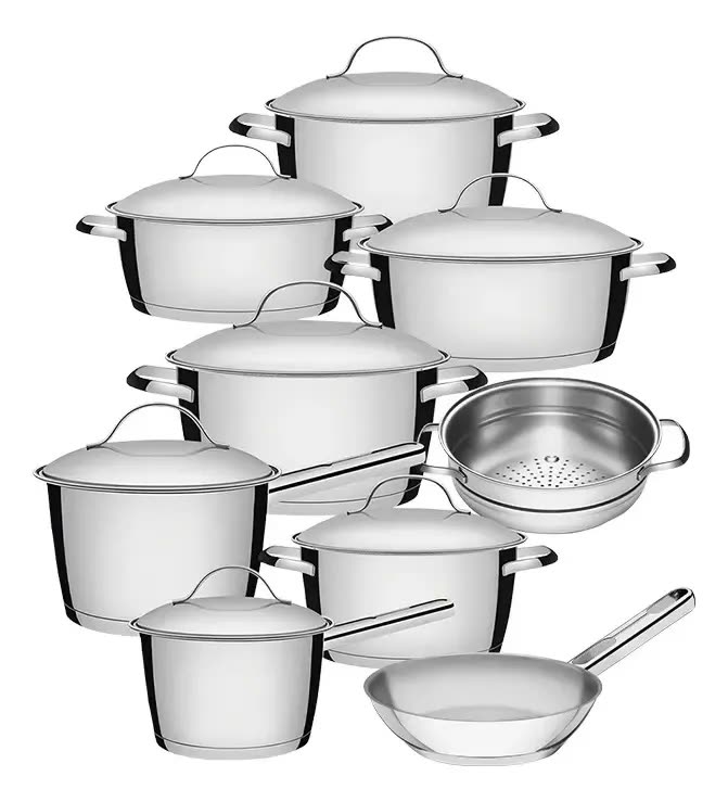 foto de Jogo De Panelas 9 Peças Inox Fundo Triplo Allegra Tramontina