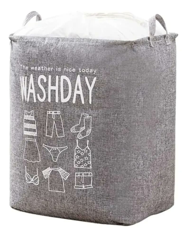 Cesto Organizador De Roupa Suja Com Alça 53x43x33 - 75 L Cor Cinza