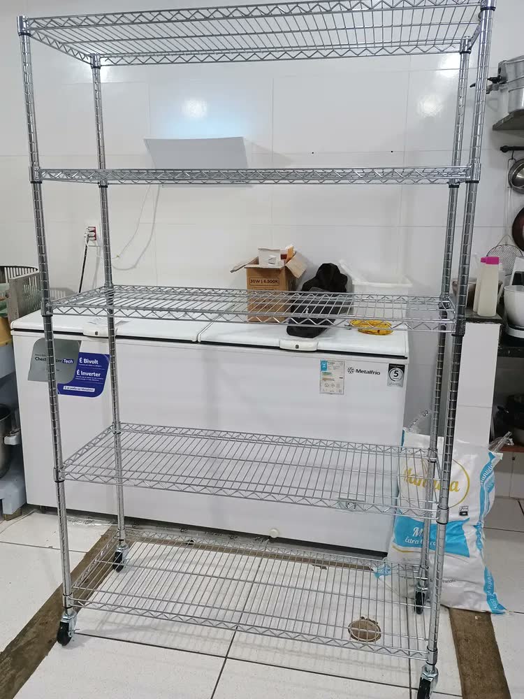 foto de Estante Aço Inox 5 Prateleira Industrial Cozinha 1,55m