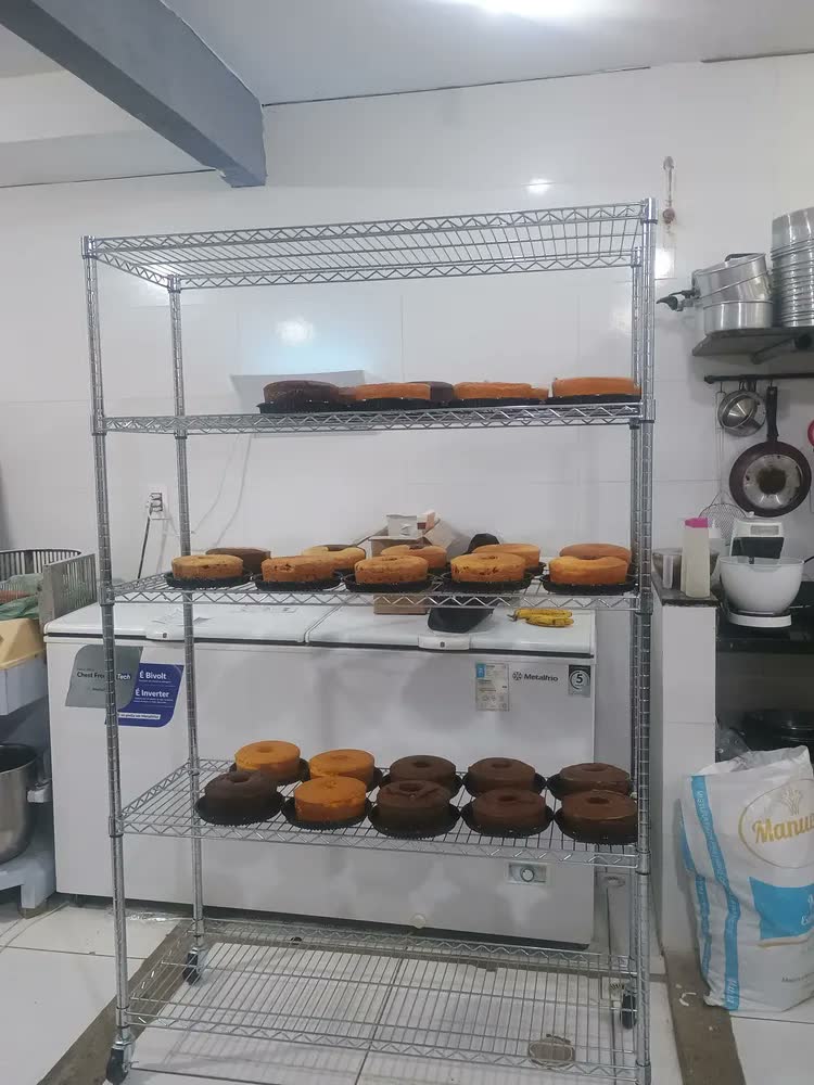foto de Estante Aço Inox 5 Prateleira Industrial Cozinha 1,55m