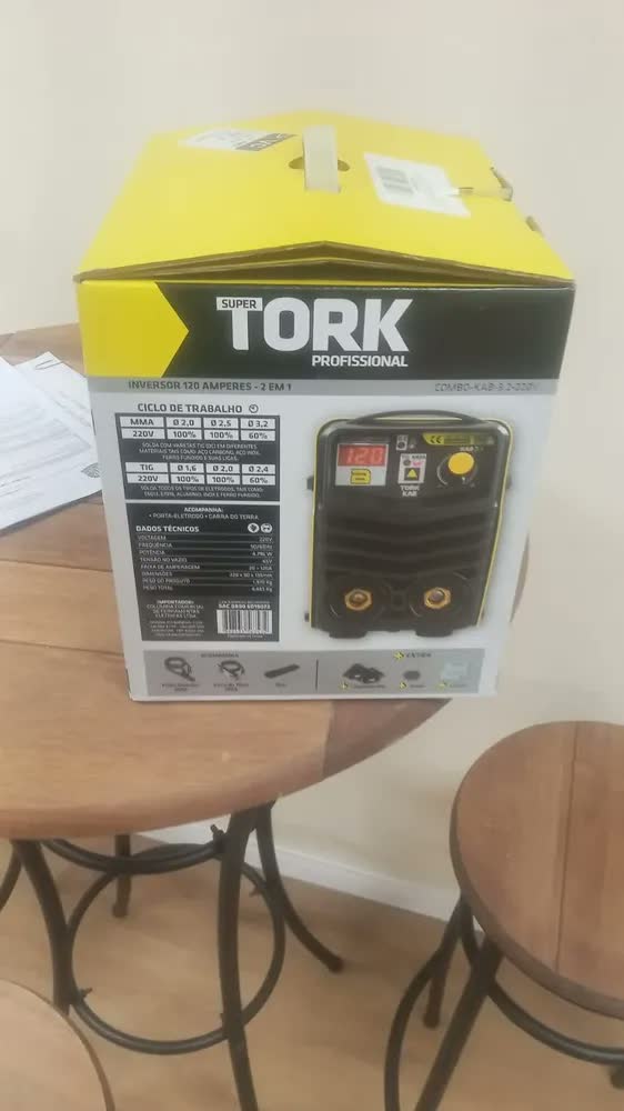 foto de Maquina Inversora De Solda Combo Portátil Kab 3.2 Tork 120a Amarelo