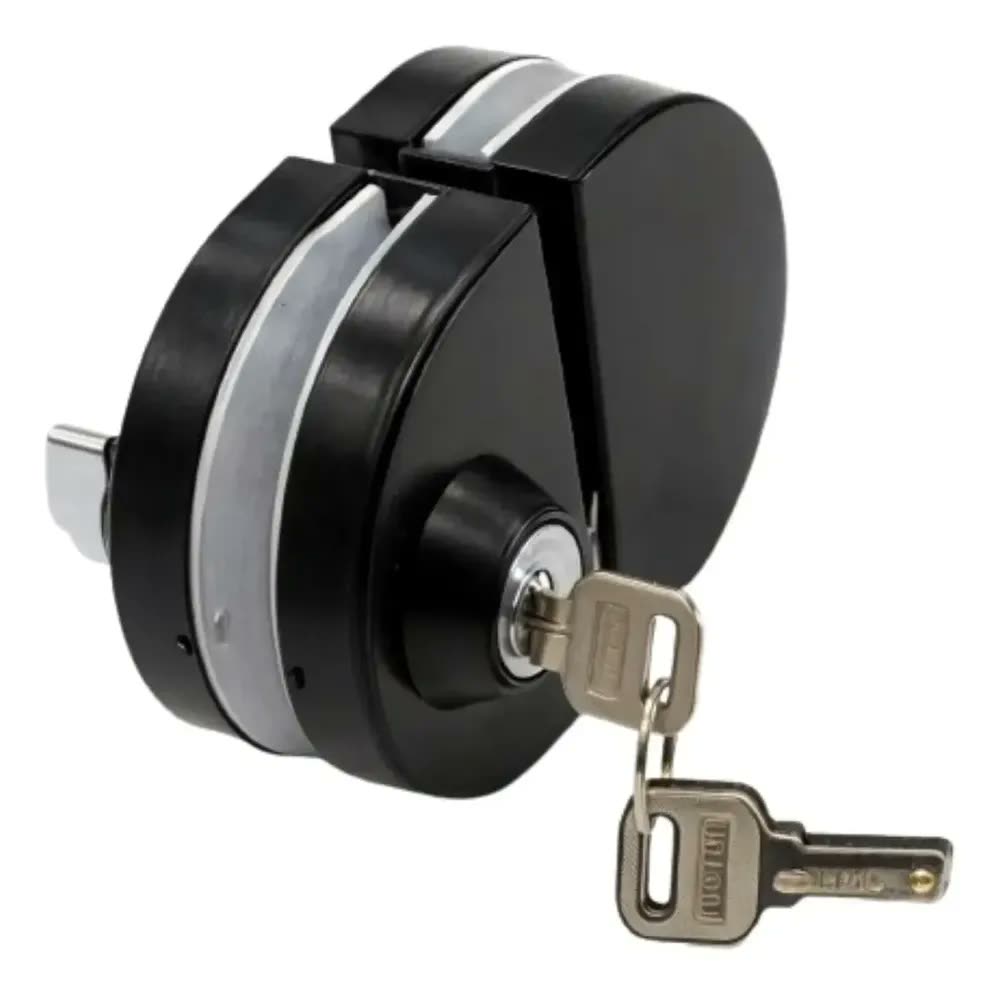 Fechadura de Embutir AGS para Porta de Vidro, com Pressão e Aço Inox Preto