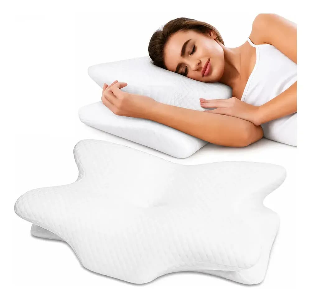 Travesseiro Cervical Profissional Ergonomico Carvão Ativado Branco
