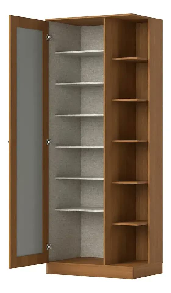 Sapateira Henn Prateleira Organizadora 1 Porta Com Espelho Duetto Design Moderno Prateleiras Externas/Internas Cor Cinamomo