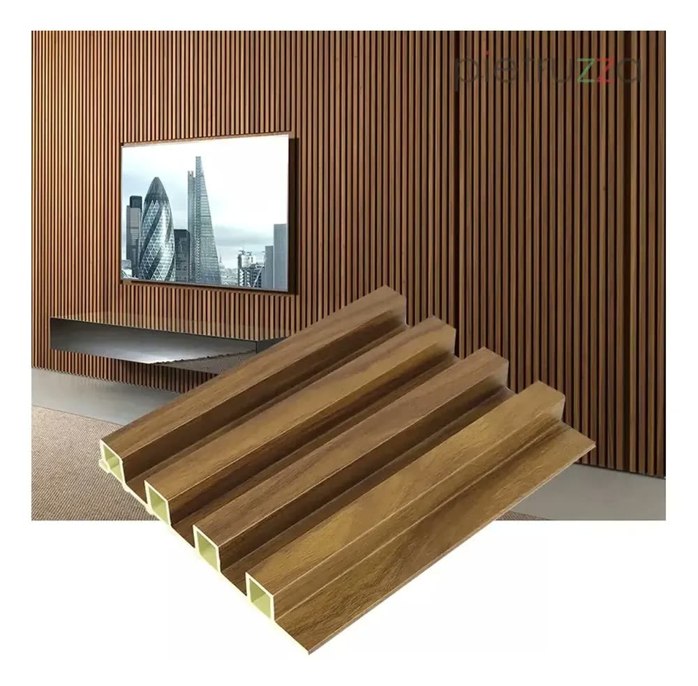 foto de 2 Pçs Painel Ripado Ecológico Wpc Pietruzza 1,25m X 0,16m Cor Painel Jatoba