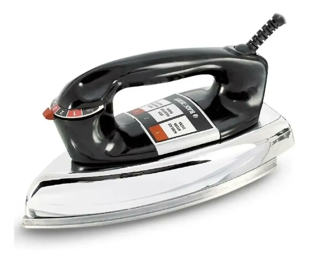 foto de Ferro De Passar Black Decker Seco Preto Ferro Passar Antigo Cor Base Prata