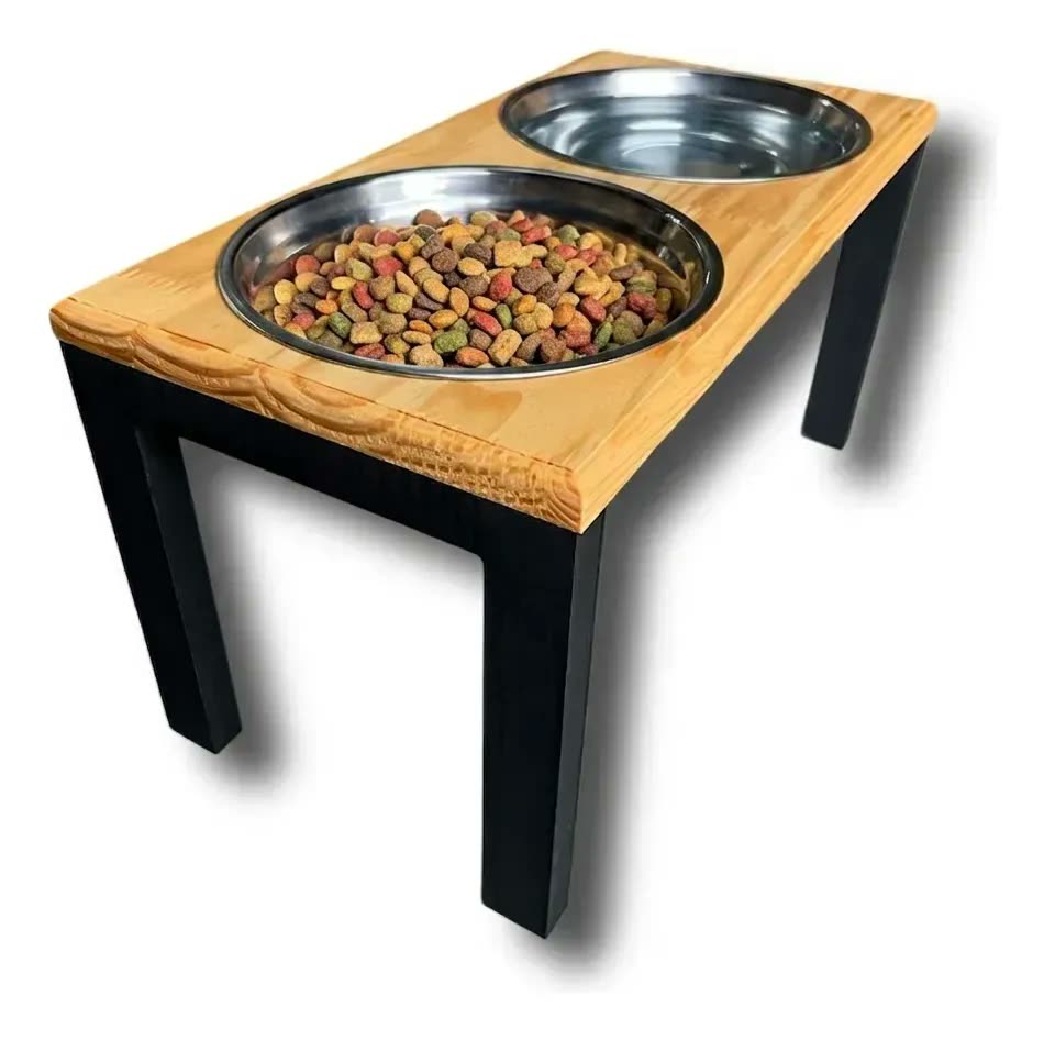 foto de Comedouro Alto Duplo Tigelas Inox Para Cachorro - G
